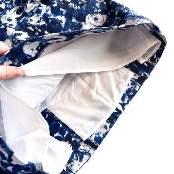 MM Lafleur The Cobble Hill Floral Print Cotton Pencil Skirt Blue Navy White 10 - Picture 9 of 13